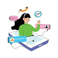 Visually perfect design of a girl on phone, showing flat illustration of call center vector