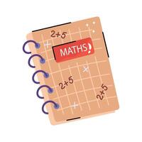 A hand drawn design sticker of maths notebook vector