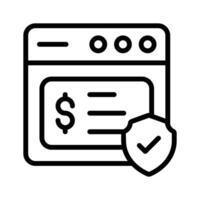 A website with a payment sign shows an elegant design icon of secure banking website vector