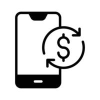 A mobile phone with a dollar sign shows a flat icon of online payment vector