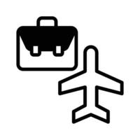 An aeroplane and a suitcase represents a icon of business travel vector