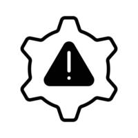 A cogwheel with error sign shows the risk management icon vector