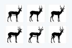 set of silhouettes of springbok vector
