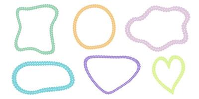 Hand drawn scalloped frames with dashed stitches. vector