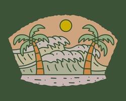The beach vibes in summer time with twin coconut trees design for t shirt, badge, sticker, etc vector