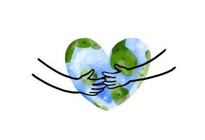 Set save ecology on the planet. Careful attitude to nature. Hand vector