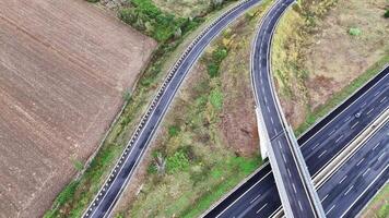 Arial view of Modern transportation with Expressway Road highway Top view. Important infrastructure. video