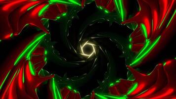 abstract green and red flowers border spiral tunnel seamless loop 3d background vj video