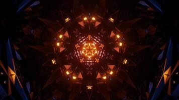 vj loop. abstract motion background. 3D fractal golden mandala style. seamless 4K video