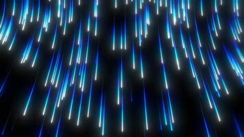 Glowing blue and white lines falling on a black background. Ideal for tech backgrounds, futuristic concepts, digital design projects video