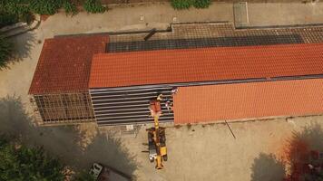 Aerial View of New Roof is Installed on a Private House video