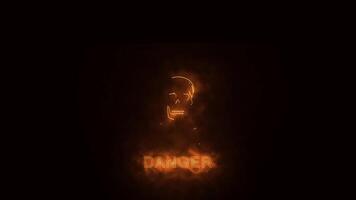 dangerous symbol with skull image and fire effect green screen background video