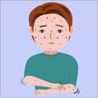 Illustration graphic of young man allergyc, good for showing sick symptoms vector