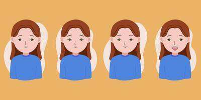 Illustration of emotion of a woman on orang background vector