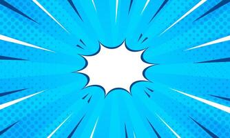 Blue comic sunburst effect background with halftone. pop art comic-style background. Suitable for templates, sale banners, events, ads, web pages and others vector