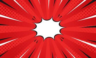 Red comic sunburst effect background with halftone. pop art comic-style background. Suitable for templates, sale banners, events, ads, web pages and others vector