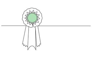 Award star badge continuous line art drawing,Continuous one line drawing of the best quality award badge, Award badge continuous one line drawing. vector