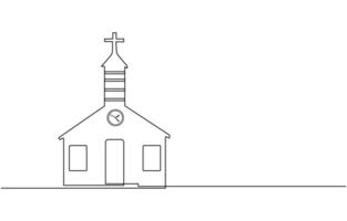 Continuous one simple single abstract line drawing of old church icon ,Church Single continuous line illustration ,continuous line of churches. one line drawing of church, vector