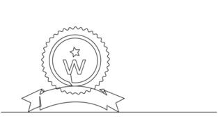 Award star badge continuous line art drawing,Continuous one line drawing of the best quality award badge, Award badge continuous one line drawing. vector