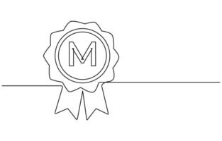 Award star badge continuous line art drawing,Continuous one line drawing of the best quality award badge, Award badge continuous one line drawing. vector