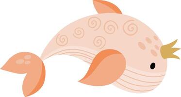 Friendly whale princess with crown vector