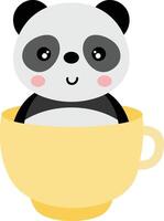 Adorable panda inside a yellow cup vector
