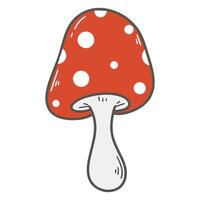 Fly agaric isolated on white background. Red poisonous mushroom with white dots clip art, graphics vector