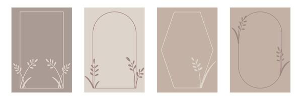 Set of modern frames with ears of corn vector