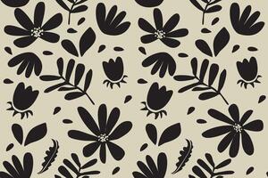 Flower seamless background. Minimalistic abstract floral pattern. Modern print in black and white background. Ideal for textile design, wallpaper, covers, cards, invitations and posters. vector