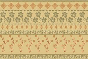 The abstract floral pattern of the ethnic design fabric is ideal for decorating items such as pillows or bags. Adds brightness and character to a space Can be used for both fashion and home decoration vector