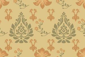 The abstract floral pattern of the ethnic design fabric is ideal for decorating items such as pillows or bags. Adds brightness and character to a space Can be used for both fashion and home decoration vector
