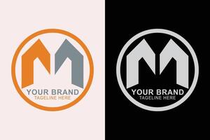 Building logo. letter M with building. Creative logo professional. simple design editable vector
