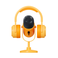 3d illustration of microphone , Radio studio recording abstract png