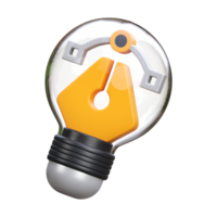 3d render of design idea icon illustration png