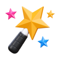 3d render of magic wand icon illustration png
