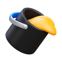 3d render of paint bucket icon illustration png