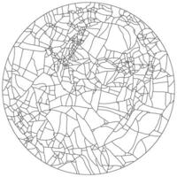 Craquelure on ceramic round plates, linear pattern. Stylish texture with lines randomly. Grunge circular texture, consisting of fine cracks on the glazed surface vector