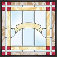 Stained glass with a place for a family name. Square frame. Colorful stained glass window in classic style for ceiling or door panels, Banner for your initials vector
