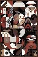 Mural collage, graphics pattern made with abstract forms and generative geometric shapes. Mosaic background in Bauhaus style. Useful for banner, cover, poster. vector