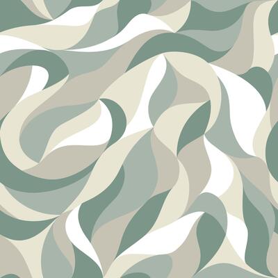Floral abstract light green and white seamless background for textile, wallpapers, wrapping, paper. Swirling waves. Delicate nature texture.