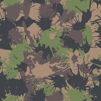 Blots camo seamless chaotic pattern of paint splashes spots. Camouflage texture for printing on fabric. Urban ink grunge background vector