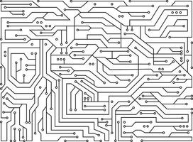 Hi-tech electronic monochrome pattern. Black and white circuit board background vector