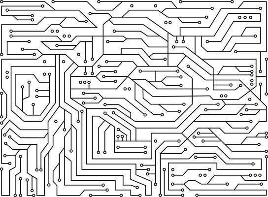 Hi-tech electronic monochrome pattern. Black and white circuit board background
