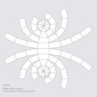 Die cut ball template. Unfolding sphere with cutting and scoring lines, isolated on light background. Cut and glue yourself out of paper. 3D figure layout on a plane. Unwrapping globe shape vector