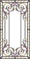 Stained-glass panel in a rectangular frame. Classic window, abstract floral arrangement of buds and leaves in the art Nouveau style vector