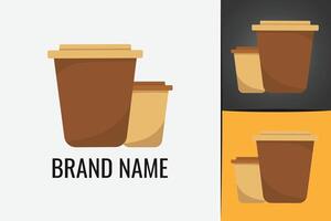 Hot coffee takeaway paper cup. Paper cup logo template. Takeaway concept. Disposable tea cup vector