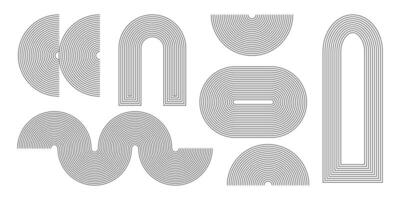 Mid century line arch elements, modern geometric shapes. Contemporary design, minimalist art. vector