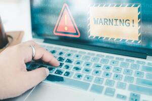 System warning hacked alert, Protection against personal data hacking. Cybersecurity. photo