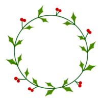 Christmas wreath made of holly, on an isolated transparent background for use in graphic design on the theme of Christmas png
