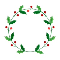Christmas wreath made of holly, on an isolated transparent background for use in graphic design on the theme of Christmas png